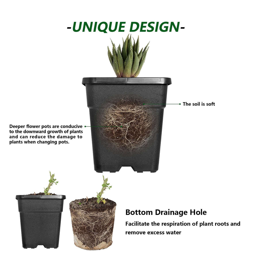 1/2/3/5 Gallon Plastic Grow Pots Plant Bonsai Square Garden Container 10 Pack US Netuera