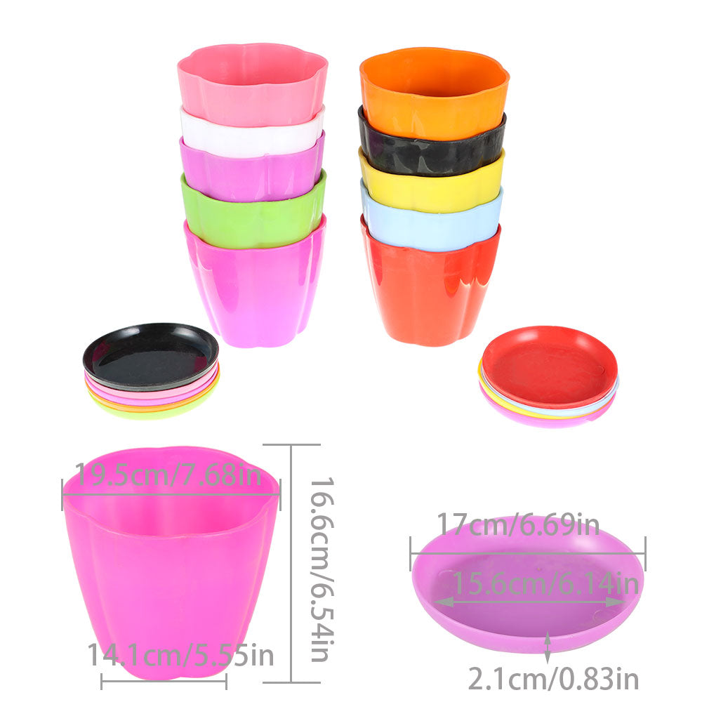 Netuera 10PCS&10Colors 7.9inch Colorful Plastic Colorful Flower Container Pots with Pallet Indoor Seed Nursery Netuera