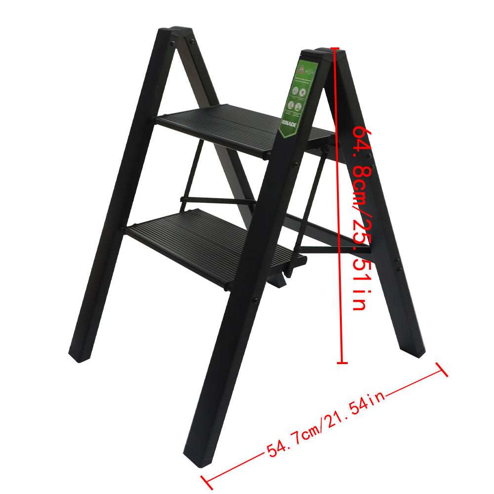 Netuera 2-Step Black Folding Ladder,Capacity 330lb Folding Non Slip Small Stool Ladders Netuera