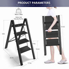 Netuera 4-Step Black Aluminum Step Stool with Wide Anti-Slip Pedal Folding Ladder Netuera