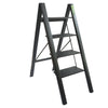 Netuera 4-Step Black Aluminum Step Stool with Wide Anti-Slip Pedal Folding Ladder Netuera