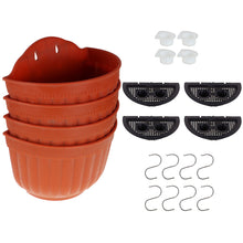 Netuera 4PCS Brick Red Garden Color Balcony Decorate Fence Wall Hanging Plastic Flower Basket Plant Pot Netuera