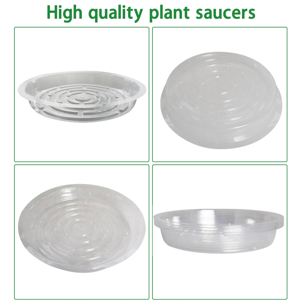 Netuera 5 Pack 10 in Clear Thick Plastic Heavy Duty Sturdy Plant Saucer Drip Trays Fit for pot Netuera