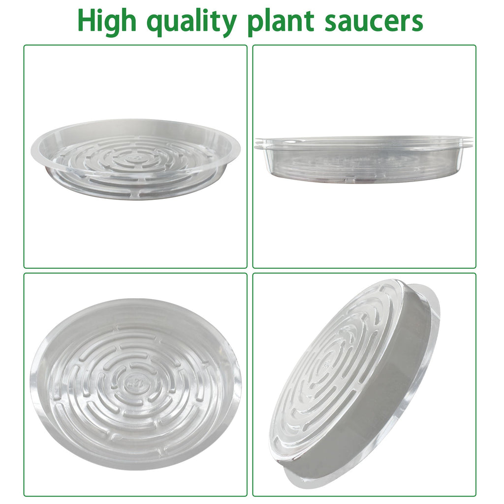 Netuera 5 Pack 12 in Clear Thick Plastic Heavy Duty Sturdy Plant Saucer Drip Trays Fit for pot Netuera
