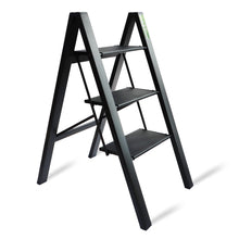 Netuera Aluminum Stool Step Ladder Sturdy Anti-Slip Portable Collapsible Stool 3-step Black Netuera