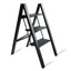 Netuera Aluminum Stool Step Ladder Sturdy Anti-Slip Portable Collapsible Stool 3-step Black